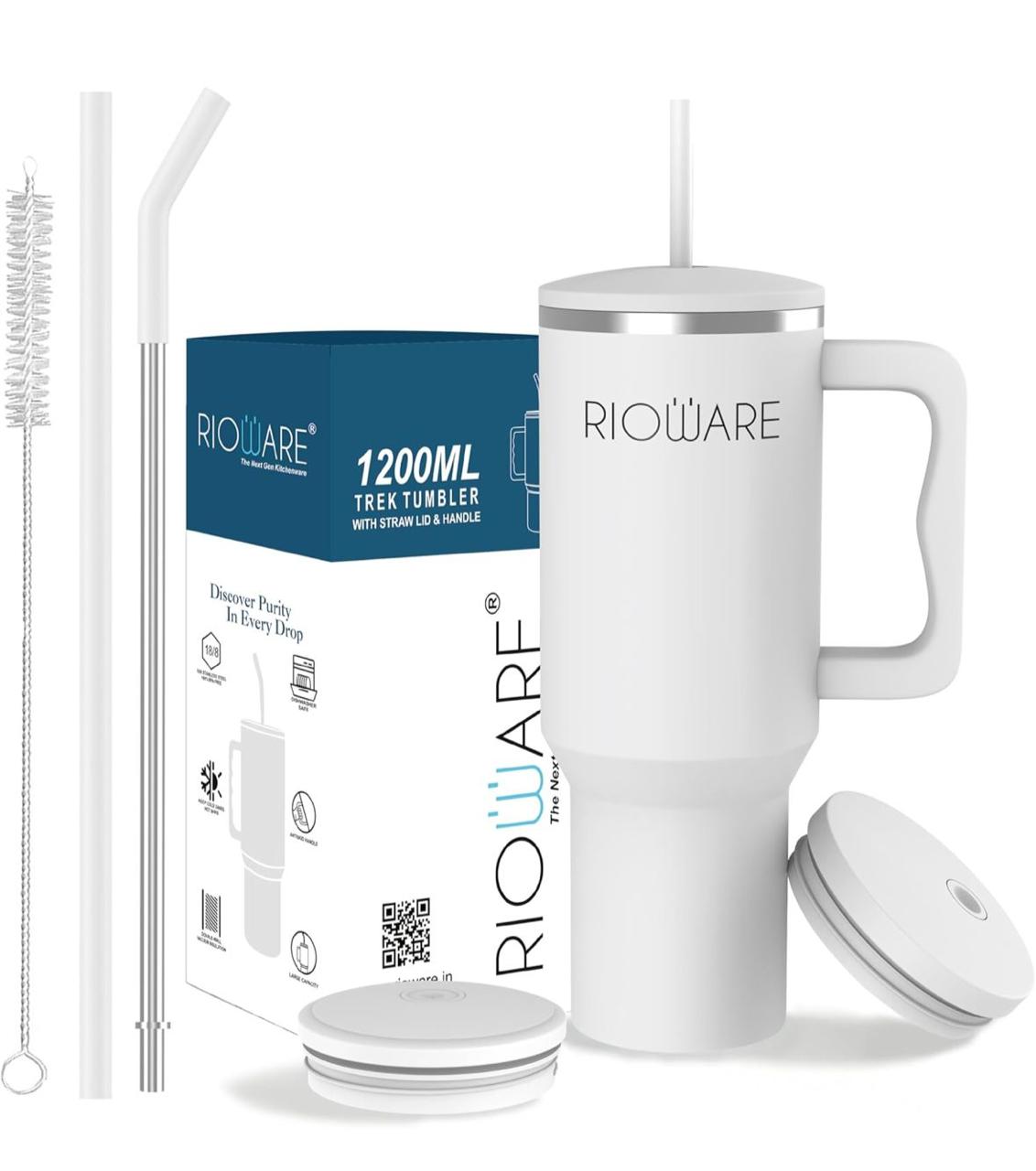 Rioware Insulated Tumbler Hot and Cold With Lid Straw Silicone Sleeve